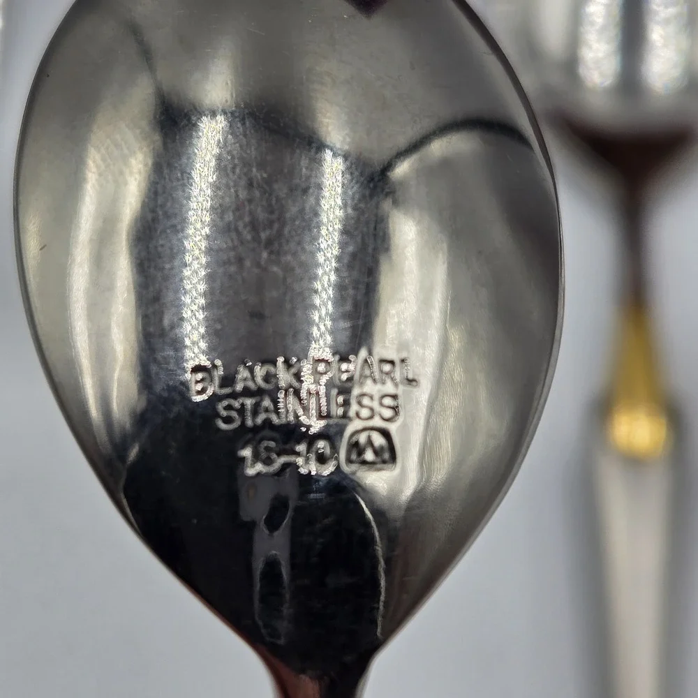 Kitchen Line Black Pearl 18/10‎ Stainless Spoons, Chop Sticks 31 Pc Set W/ Case